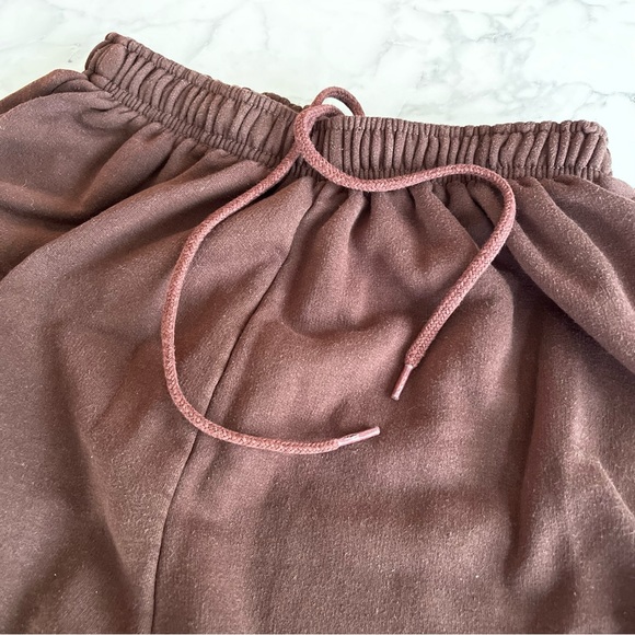 Brown shorts soft cozy sweat shorts warm teddy high waisted cotton basketball - Picture 6 of 11